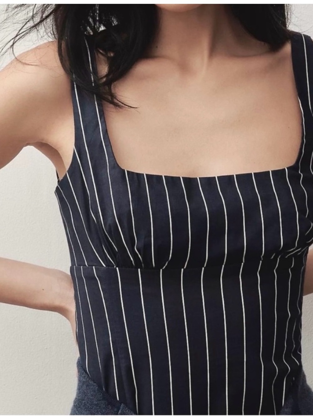 NWT Anthropologie slim square neck pinstripe midi dress